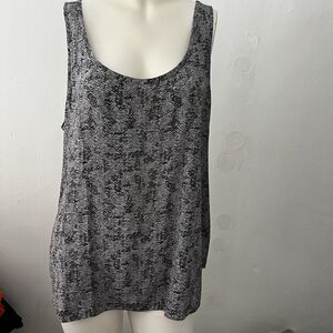Eileen Fisher Silk Tank Sz Xl Gray Artsy Summer Flowy Relaxed Casual Beach Spot